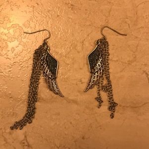 Wing Earrings with blue accent